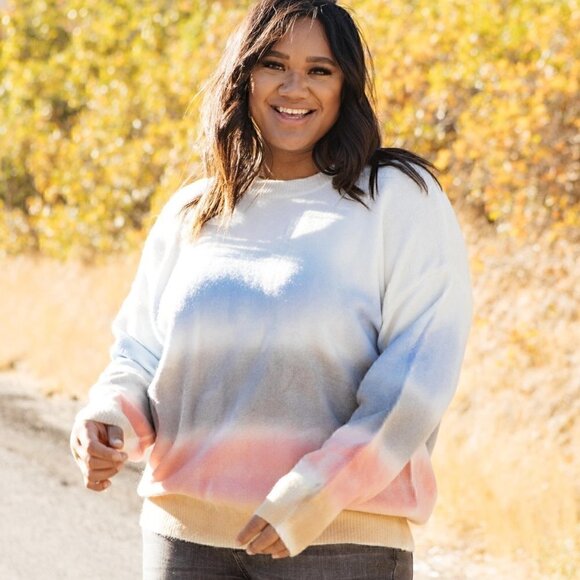 Ces Femme Sweaters - Ces Femme Blurred Tie Dye Lined Pullover Sweater